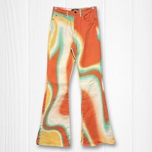 Jaded London Swirl Print Bootcut Jeans Flare High Waisted Women's 26 Psychedelic